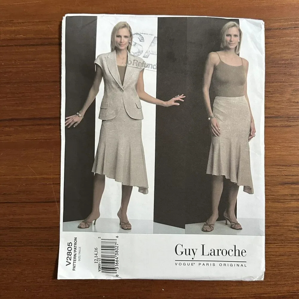 NEW Vogue Misses Jacket & Skirt Sizes 12-16 Uncut Pattern V2805 Guy Laroche